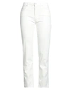People (+)  Woman Pants White Size 31 Cotton, Viscose, Elastane In White