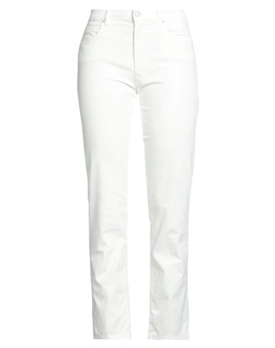 People (+)  Woman Pants White Size 32 Cotton, Viscose, Elastane