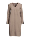 Manila Grace Woman Mini Dress Light Brown Size 4 Polyester, Viscose, Elastane In Beige