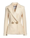 Moschino Woman Blazer Cream Size 8 Virgin Wool, Acetate, Viscose In White