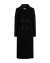 Caractere Caractère Woman Coat Black Size 10 Wool, Polyamide, Cashmere