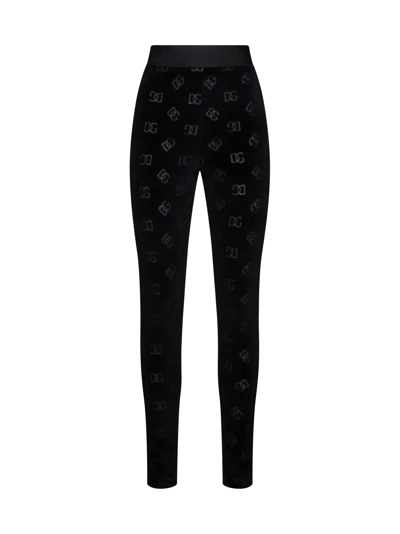 Dolce & Gabbana Logo-print Cotton Leggings In Nero