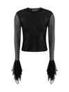 Blumarine 2t037a Tulle T-shirt With Flounce In Nero