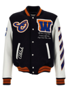 Off-white Off White™ Black Leather And Wool Bomber Jacket In Black