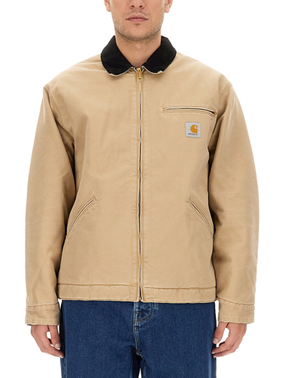 Carhartt Og Detroit Cotton Zip Jacket In Marrone