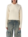 GOLDEN GOOSE CROPPED SWEATER WITH CRYSTALS