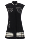 Off-white Meteor Bling Varsity Striped Embroidered Wool-blend Mini Dress In White/black