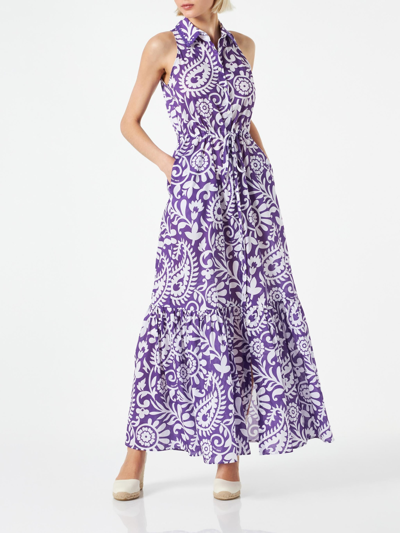 Mc2 Saint Barth Woman Halterneck Dress With Paisley Print In Pink