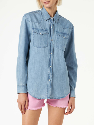 Mc2 Saint Barth Woman Denim Shirt In Blue