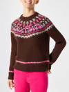 Mc2 Saint Barth Brown Sweater Queen Nordic Soft With Fair Isle Jacquard And Sun Moritz Embroidery In Brown