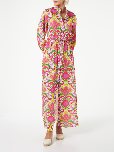 Mc2 Saint Barth Woman Beach Dress With Ikat Print In Pink