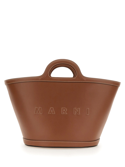 Marni Small Tropicalia Top Handle Bag In Brown