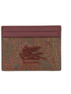 Etro Paisley Card Holder In Bordeaux