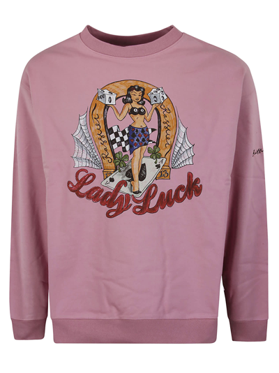 Paccbet Men Lady Luck Crewneck Sweatshirt Knit In Rosa