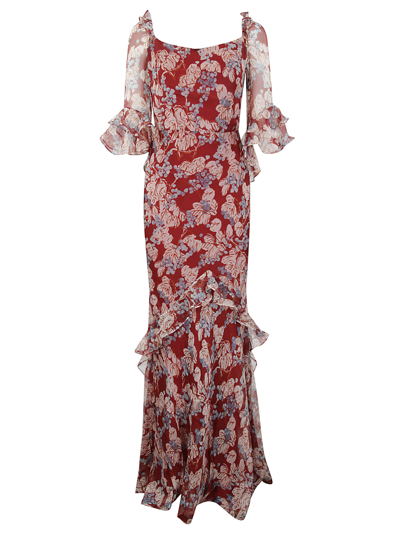 Saloni Tamara Floral-print Crinkled-silk Maxi Dress In 1928