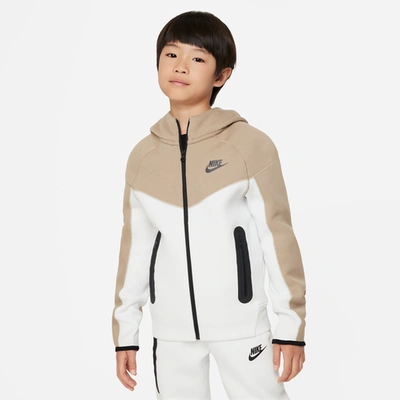 Nike Sportswear Tech Fleece Big Kids' (boys') Full-zip Hoodie In White/black