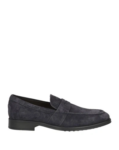 Tod's Man Loafers Navy Blue Size 13 Soft Leather In Navy Blue