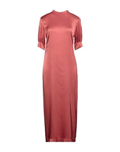 Alessia Santi Woman Midi Dress Brick Red Size 6 Viscose, Elastane