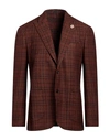 Lardini Man Blazer Rust Size 44 Wool, Silk, Cotton, Linen In Red