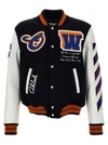 Off-white Multicolour Wool Patchwork Bomber Jacket In Multicolor