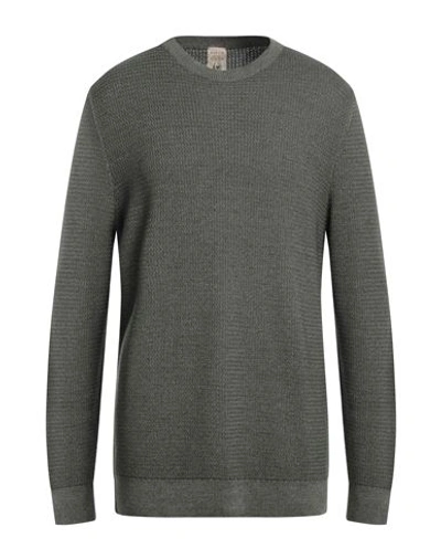 H953 Man Sweater Military Green Size 44 Merino Wool In Green