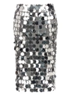 Rabanne Shimmering Midi Skirt With Circular Plastic Discs In Silver