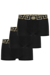 Versace Set Of Three Boxers With Greca Border In Black Gold Greek Key (black)