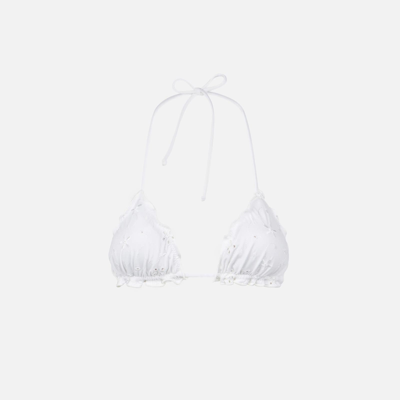 Mc2 Saint Barth Woman White Sangallo Triangle Top Swimsuit