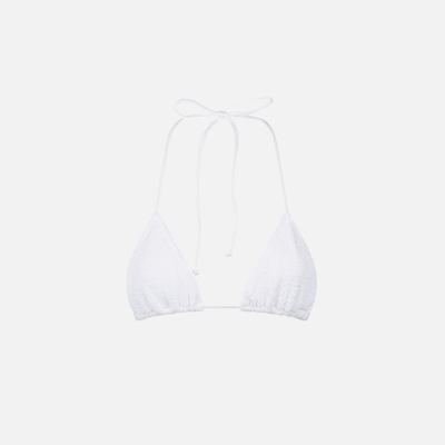 Mc2 Saint Barth Woman White Crinkle Triangle Top Swimsuit