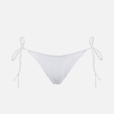 MC2 SAINT BARTH WOMAN WHITE CRINKLE SWIM BRIEFS WITH SIDE LACES