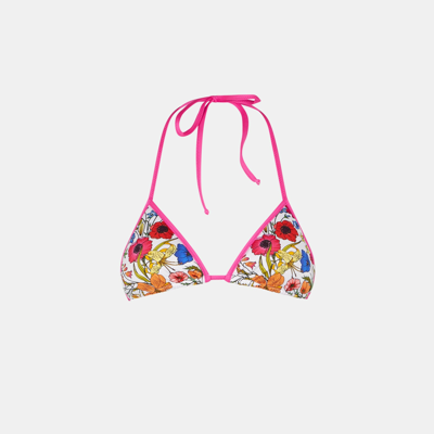 Mc2 Saint Barth Woman Triangle Top With Flower Print In White