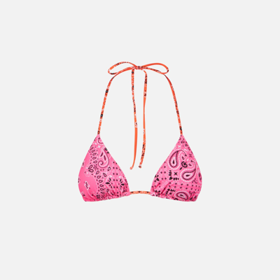 Mc2 Saint Barth Woman Triangle Top With Bandanna Print In Pink