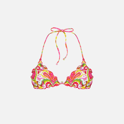 Mc2 Saint Barth Woman Triangle Top Swimsuit With Ikat Print In Pink