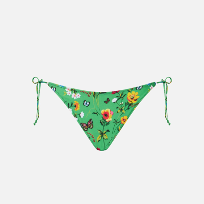 Mc2 Saint Barth Woman Swim Briefs With Flower Print In Green