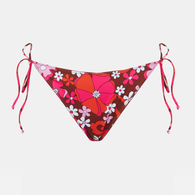 Mc2 Saint Barth Woman Swim Briefs With Flower Print In Brown