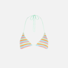Mc2 Saint Barth Woman Striped Crochet Triangle Top In Green