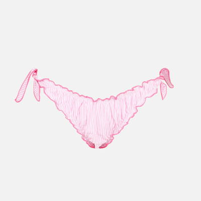 Mc2 Saint Barth Woman Seersucker Striped Swim Briefs In Pink