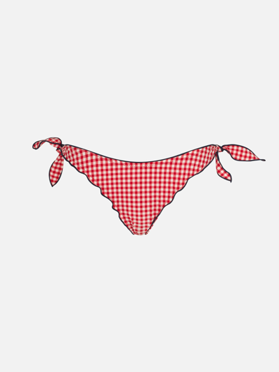 Mc2 Saint Barth Woman Ruffled Swim Briefs With Gingham Print In Red