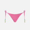 Mc2 Saint Barth Woman Pink Terry Swim Briefs With Side Laces In White