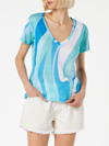 MC2 SAINT BARTH WOMAN LINEN T-SHIRT WITH WAVE PRINT