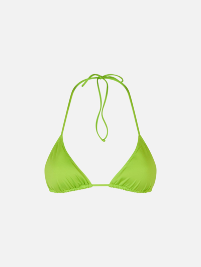 Mc2 Saint Barth Woman Lime Triangle Top Swimsuit In Green