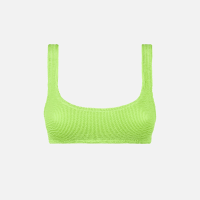 Mc2 Saint Barth Woman Lime Crinkle Bralette Swimsuit In Green