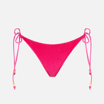 Mc2 Saint Barth Woman Fuchsia Terry Swim Briefs With Side Laces In Pink