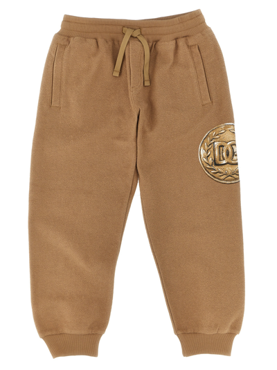 Dolce & Gabbana Kids' Press Joggers In Beige