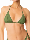 Mc2 Saint Barth Woman Forest Green Crinkle Triangle Top Swimsuit In Green