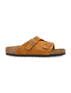 Birkenstock Mink Suede Slippers With Two Adjustable Straps In Mink