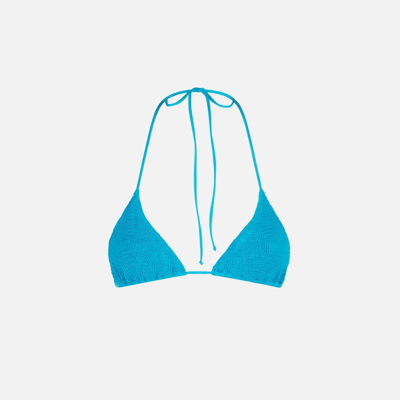 Mc2 Saint Barth Woman Dust Blue Crinkle Triangle Top