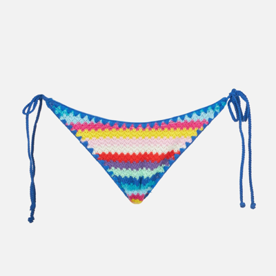 Mc2 Saint Barth Woman Crochet Swim Briefs With Adjustable Side Laces In Multicolor