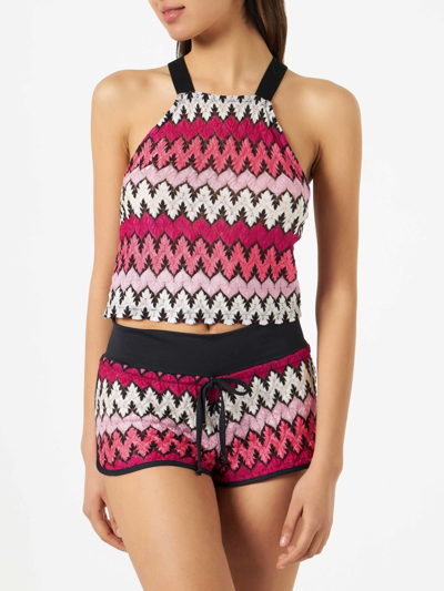 Mc2 Saint Barth Woman Chevron Top In Pink