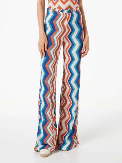 Mc2 Saint Barth Woman Chevron Knitted Palazzo Pants In Orange